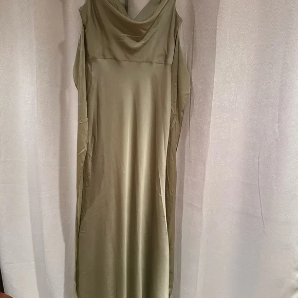 Satin Sage Green Bridesmaid Dress - Picture 4 of 7